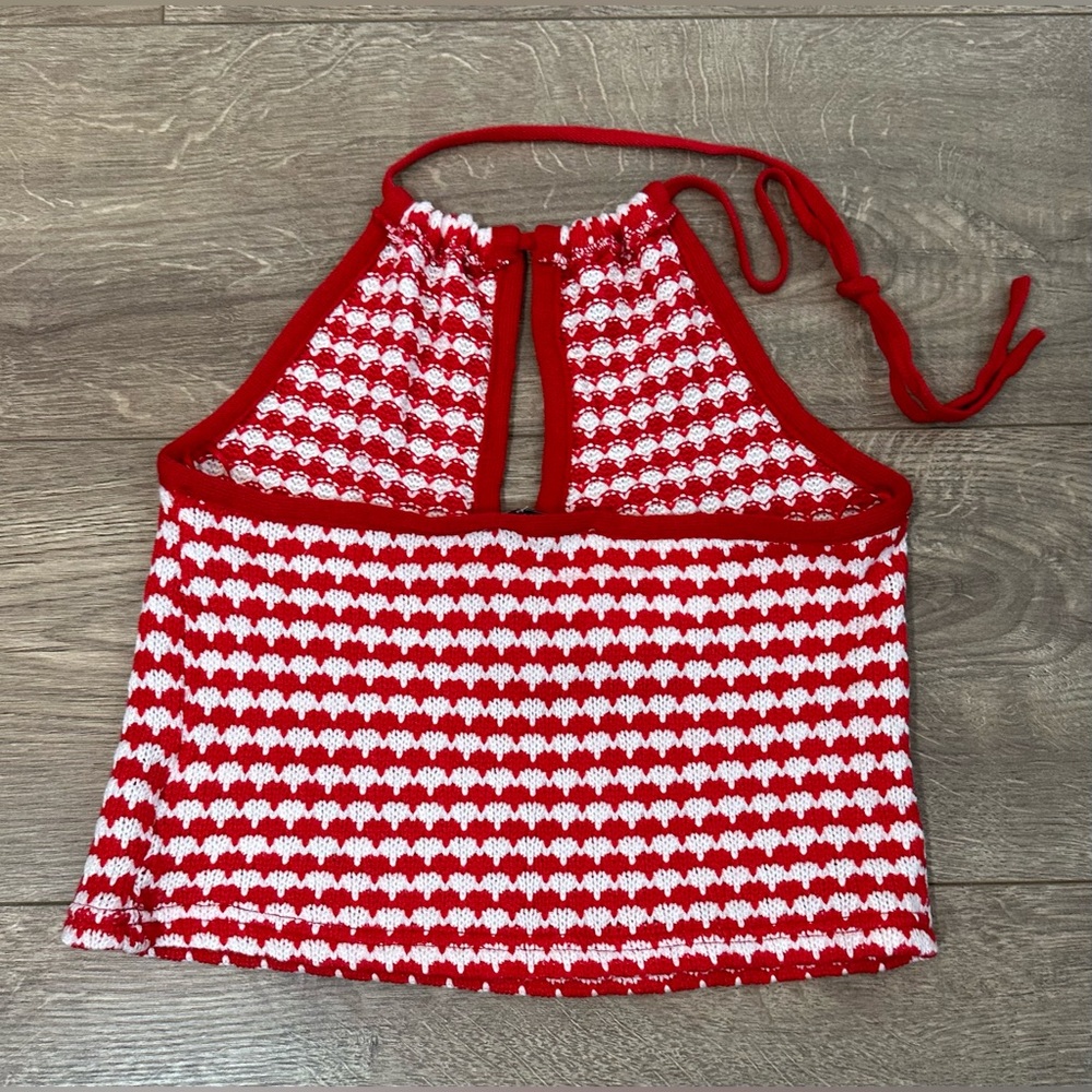 Red & White Crochet Knit Halter Top – Zara (NWT, Size Small) - Picture 5 of 12